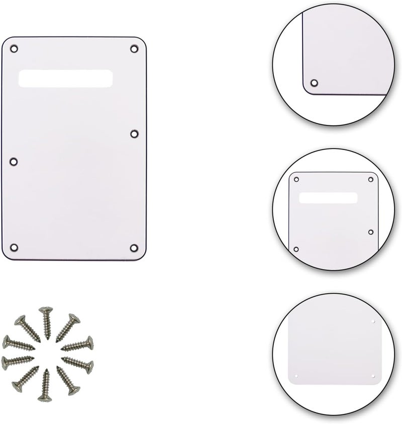 phrilam Store SSS 11 Holes Strat Electric Guitar Pickguard and BackPlate Set for Fender USA/Mexican Made Standard Stratocaster Modern Style Guitar Parts,White 3ply - Image 4
